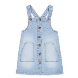 wonder nation Light Blue Denim Overall Dress with Front Buttons